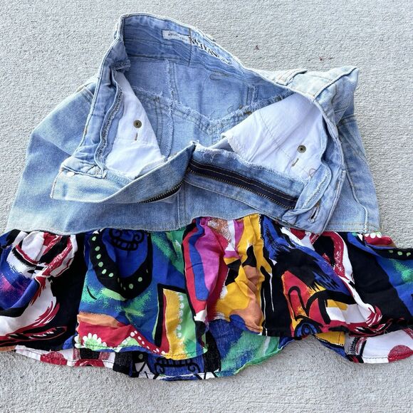 Vintage 90s Rare Absolutely No! Jeans Authentic Venom Skirt Fabric Ruffle Bottom - Picture 4 of 12